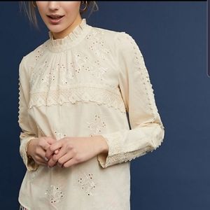 Anthropologie Ranna Gill Embroidered Lace Blouse